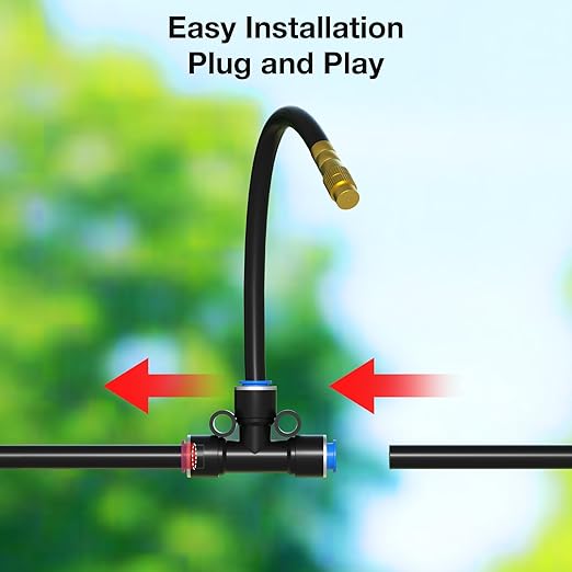 MIXC 100Ft 1/4" Drip Irrigation System,2026-Upgrade Garden Irrigation Kit with 16pcs Adjustable Copper Nozzles,Automatic Atomizing Watering Sprinkler System for Outdoor,Raisedbed,Lawn,Greenhouse