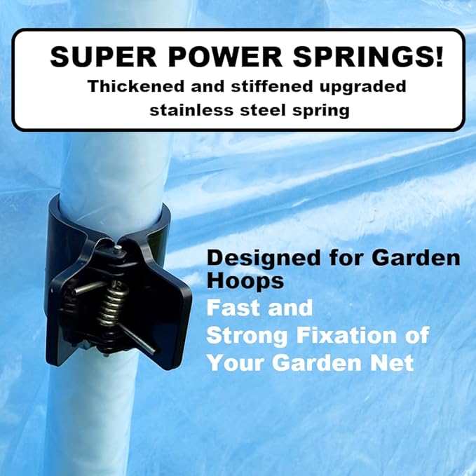 Greenhouse Clamps for3/4-1 Inch PVC Pipe, Greenhouse Hoops,Support Frame,Grow Tunnel,Plant Support Garden Stakes.Pure Black Garden Clips for Fixing Plant Cover, Plastic Sheeting, Film Row Cover, Net.