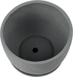 MyGift 7 Inch Grey Ceramic Plant Pot with Drainage Hole and Attached Saucer, Modern Decorative Embossed Sunburst Planter Container for Indoor Home Garden