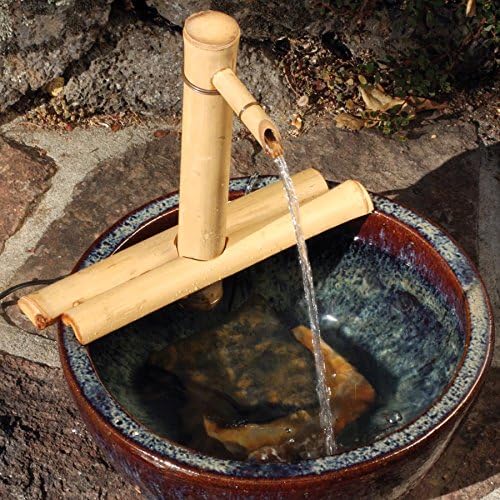 Bamboo Accents 12" Adjustable Bamboo Fountain Kit with Pump – Classic Zen Water Feature for Bowls, Basins, Water Gardens & Patio Decor, Indoor/Outdoor (Container Not Included)