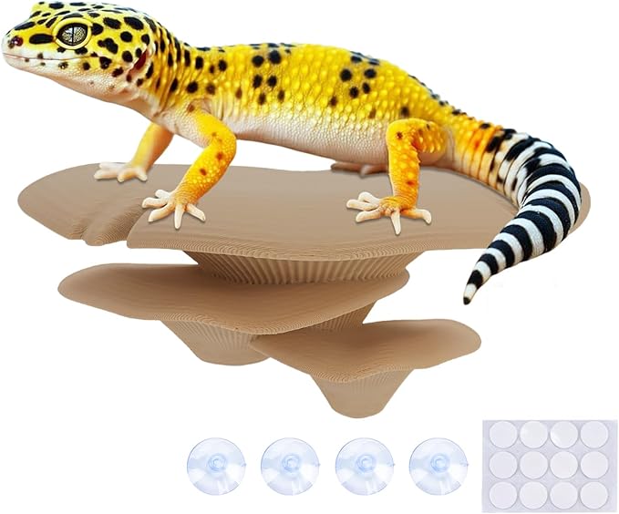 Westant Mushroom Decor for Reptile Tank, Fish Tank, Pet-Safe Bearded Dragon Tank Accessories, Realistic Terrarium Plants for Leopard Geckos, Crested Geckos, Tree Frogs, Snakes (Almond, Trio Cap)