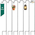 GOFORWILD Shepherd’s Hooks 6 Pack Black, 65 inches Tall, Adjustable Garden Hook for Outdoor, Hanging Plant, Solar Lights, Lanterns, Bird Feeders, Garden Stake and Wedding Decor, 7015-3