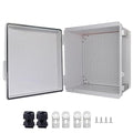 Waterproof Junction Box, ABS Plastic Electrical Box with Stainless Steel Latch, Hinged Cover Electric Project Enclosure Box with Mounting Plate, Wall Brackets 13"x13"x6.7"