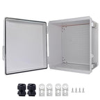 Waterproof Junction Box, ABS Plastic Electrical Box with Stainless Steel Latch, Hinged Cover Electric Project Enclosure Box with Mounting Plate, Wall Brackets 13"x13"x6.7"