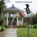 Solar Watering_Can Lights for Outside, 2Pack Watering_Can with Cascading Lights Shepherd's Hook, Metal Dog Statue Silhouette, Gardening Gifts for Women, Yard Decoration Outdoor and Garden Backyard