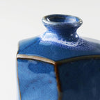 Wazakura Minoyaki Ceramic Small Ikebana Flower Bud Vase Made in Japan, Handpainted Floral Arrangement Pottery Supplies Hexagon Shaped Blue Vase - Hexagon Shaped Blue Vase