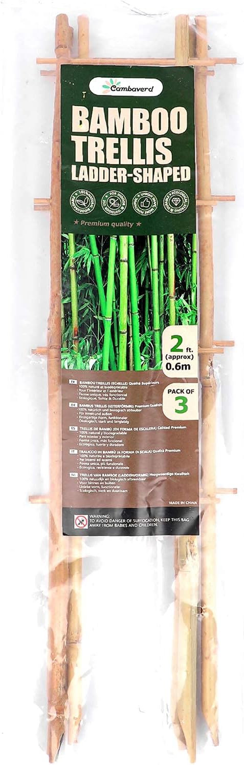 Cambaverd 24 Inch Trellis for Potted Plants, 3 Pack Bamboo Trellis Indoor, Natural Garden Trellis for Climbing Plant Monstera Hoya Vegetables and Fruits
