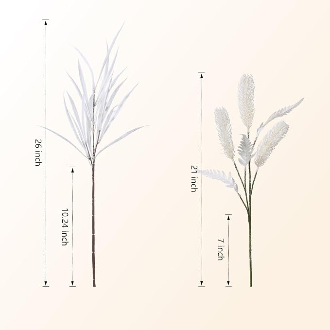 7 PCS Artificial Stems Fake Plants for Spring Summer Decor, 26 in Fake Leaves Greenery Branches White Silk Flowers Faux Foliage DIY Stems for Vase Home Kitchen Farmhouse Indoor Table Centerpiece