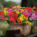 Plastic Flowers for Outdoors, 16 Bundles Fake Outdoor Artificial Flowers for Outdoors UV Resistant, Fake Plants Artificial Plants Outdoor Plastic Plants, Silk Faux Spring Flowers for Outside