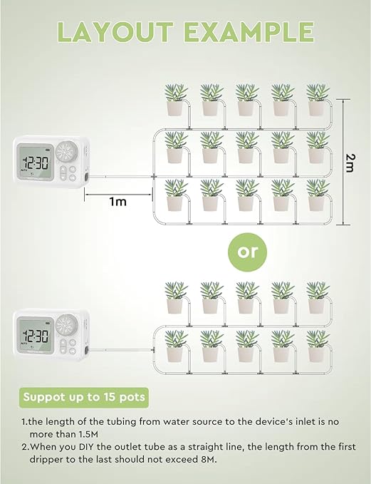 Automatic Watering System, 15 Potted Indoor Houseplants Support Plant Waterer, Vacation Plant Watering Devices, with Digital Programmable Water Timer