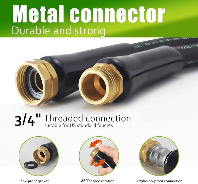 Garden Hose 75FT – Lightweight Water Hose 3/4”, Flexible Hose with 10 Sprayer, Burst-Resistant, Anti-Kink for Outdoor Use, Watering(Green)