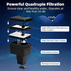 DaToo Small Fish Tank Ultra-Clear 1.6 Gallon Aquarium Starter Kits with LED Lighting and Filter System Beginner-Friendly Mini Betta Aquarium for Small Fish Shrimp Desktop Room Decoration