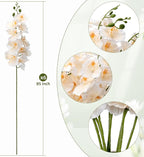 6 PCS Artificial Orchid Stems 33.5" Tall 9 Large Petals Fake Champagne Phalaenopsis Flower Arrangements for Home Wedding Living Room Table Centerpiece Office Table Decor Champagne