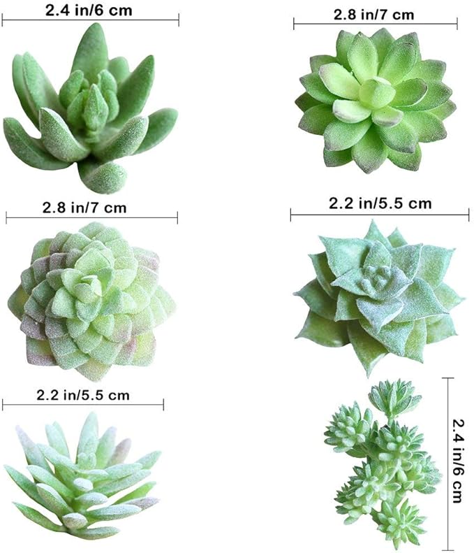 Supla 11 Pcs Mini Artificial Succulents Picks Unpotted Faux Succulent Assortment in Flocked Green in Different Type Different Size Succulents Echeveria Agave Floral Arrangement Mother Day' s Gift