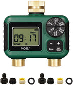MOES 2 Outlet Sprinkler Timer, Brass Inlet & Outlet, Programmable Automatic Irrigation Controller, Rain Delay, Manual Watering, 2 Zone Water Hose Timer for Gardens, Lawns, and Hose Systems