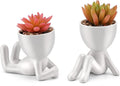 Fake Succulent, Mini Succulents Plants Artificial in White Modern Human Shaped Ceramic Pots Cute Pink Succulent for Office Decor for Women Girls, Desk Plant Cute Bathroom Decor 2PCS