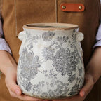 Xiaan Jiaju 6.68in. Tuscan Planter & Room and Home Decor, Decorative Vase, Indoor/Outdoor Ceramic Plant Pot w/Drainage, French Country Decor Boho Decor, Gifts for Women Birthday Unique, Vintage Grey