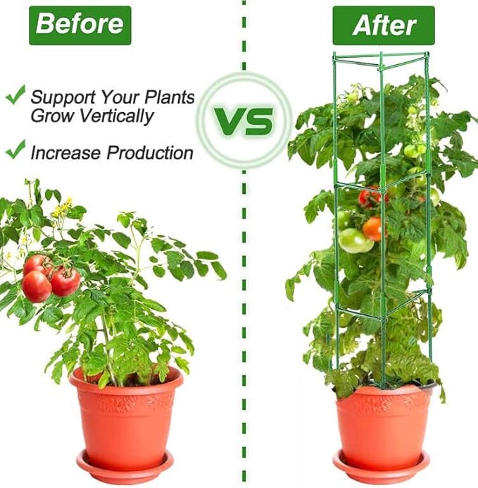4Pack Tomato Cage for Garden Plant Support, Up to 48inch Garden Stakes Tomato Cage, Tomato Trellis for Potted Plants, Tomato Cages Plant Stakes Trellis for Climbing Plants Vegetables Flowers