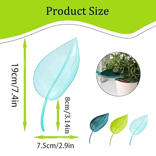 3 Pcs Leaf Plant Watering Funnel, Insert Leaf-Shaped Plant Water Funnel, Indoor & Outdoor Flower Plant Watering Devices Leaf for Houseplant Irrigation Drip (3 Colors) (3)