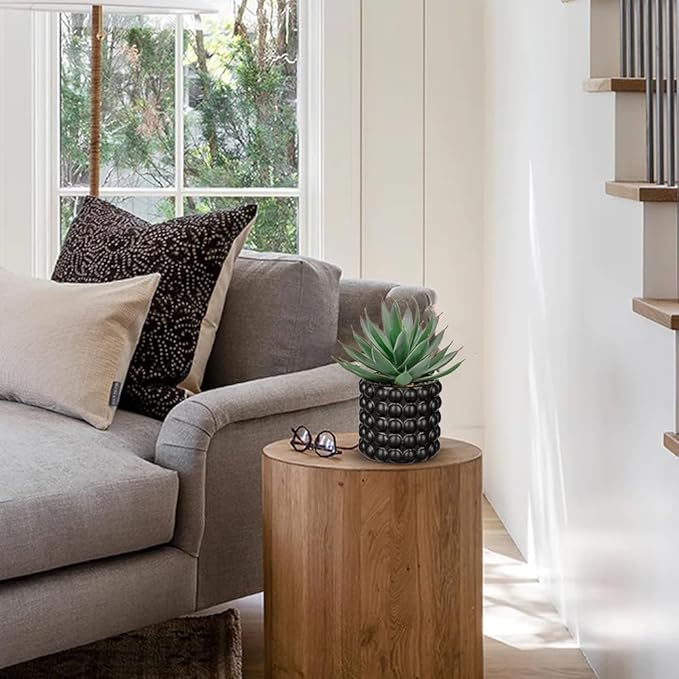 Briful Succulents Plants Artificial for Home Decor, Realistic Potted Fake Agave Plant, Bubbled Plant Pot, Cute Aloe Maguey Faux Plant, Shelf Tables Decor, Modern Farmhouse Home Decorations