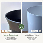 Bamworld Plant Pots Planters for Indoor Plants Flower Pots with Drainage Holes 3.5/4.9/6.3 Inch Set of 3 Plastic Planters for Outdoor Plants Garden Office Room Home Decor Textured Black