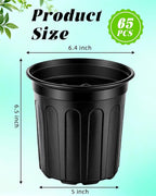 LWWTBS 1 Gallon Plastic Plant Nursery Pot/Pots 65pcs Seedlings Flower Plant Container Seed Starting Pots Flexible Thickened Soft Plastic Garden Seedling Pot with Holes