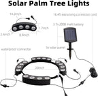 Sublume Solar Tree Lights Outdoor, Palm Tree Ring Uplights with Warm White LED for Tree, 2-in-1 (Sticked&Tied), IP65 Waterproof, 2000Mah Upgraded COB Spotlights for Garden, Landscape, Yard, Decor