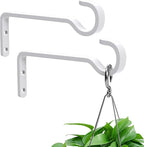 saffruff 6 Inch 2 Pack Heavy Duty Outdoor Plant Hangers for Hanging Baskets, Iron Hanging Plant Brackets, Metal Plant Wall Hooks for Lantern, Bird Feeder, Windchime, White