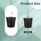 80 Pcs Small Plastic Palnt Pot, 3 Inch Nursery Pots with Drainage, Seedlings Starter Pots for Plants, Great for Herbs, Cuttings, and Starter Plants (80 pcs，3 inch)