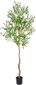 7FT Artificial Olive Tree,84 Inch Faux Olive Tree with Black Base Pot- Fake Olive Plant Potted - Artificial Silk Tree for Home Office Living Room Corner Decor Indoor-1 Pack