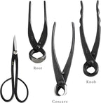 Wazakura Made in Japan 6PCS Bonsai Professional Tool Kit with Roll Bag: Japanese Yasugi Steel Satsuki Bonsai Scissors, Concave Branch Cutter, Knob Cutter, Jin Plier, Wire Cutter, Root Cutter
