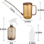 Watering Can Indoor Plants, ONEDONE Watering Can Long Spout Small Watering Can 34 oz, Plant Watering Can for Indoor Plants House Plants Garden Flowers w/Spray Bottle, Squeeze Bottle (Amber)