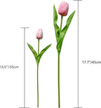 Mandy's Light Pink Artificial Tulips Flowers Centerpiece, 17.7" Lifelike PU Fake Floral Stems 6pcs for Kitchen Island & Dining Table, Spring Decor for Easter