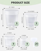 homenote Clear Nursery Pots for Plants,3/4/5/6.7 Inch Plant Pot for Planting Plastic Seedling Pots with Drainage Holes Seed Starter Pot Flower Pots High Transparency with 20 Plant Labels (36 Pack)