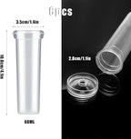 AIEX 6pcs 60ml Flower Water Tubes with Lid, Large Plastic Floral Water Tubes, Flower Tubes for Fresh Flowers Sunflower Milkweed Cutting Arrangement 4.1x1.8inch/10.8x3.6cm (Transparent)