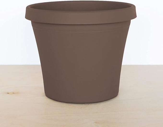 Bloem Terra Pot Round Planter: 16", Chocolate, (No Saucer Included) Matte Finish, Durable Resin, Traditional Style Pot, For Indoor and Outdoor Use, Gardening, 8 Gallon Capacity, Saucer Sold Separately