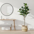 Set of 2 Artificial Rubber Tree 4ft Indoor with Lifelike Leaves and Trunks, Artificial Plants in Pot Ideal for Home Office Decor, Living Room Bedroom Bathroom Corner