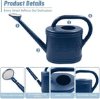 Watering Can for Indoor & Outdoor Plants, Plant Watering Can with Stainless Steel Shower Head, 1 Gallon Plastic Watering Can for Garden, Flowers, Vegetable, Greenhouse (Dark Blue, 1 Gallon)