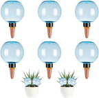 6 Pack Self Watering Globes 17oz Large Plant Watering Globes Top Fill, Self Water Planter Insert Indoor/Outdoor Plastic Water Bulbs Slow Release Terracotta for Plants, Blue