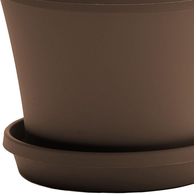 Bloem Terra Pot Round Planter: 16", Chocolate, (No Saucer Included) Matte Finish, Durable Resin, Traditional Style Pot, For Indoor and Outdoor Use, Gardening, 8 Gallon Capacity, Saucer Sold Separately