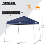 Canopy Tent, 10X10 FT Pop Up Canopy Outdoor Instant Tent Slant Legs with Carrying Bag, Portable Gazebo Shelter for Patio Deck Garden and Beach - 8X8 FT Canopy Cover (Dark Blue)