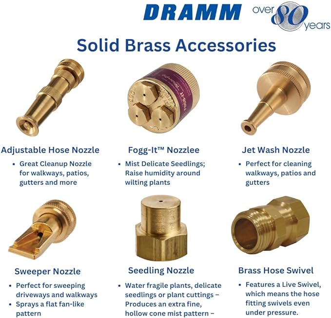 Dramm Brass Hose Swivel – Live Swivel Connector Prevents Hose Kinks – Made in USA