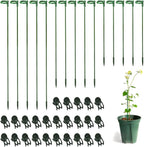LUCKJUJU 30 Pcs Plant Support Stakes with 30 Pcs Plant Clips Garden Floral Flower Support Single Stem Support Stake for Phalaenopsis Orchid Flower Roses Amaryllis