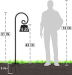 Artigarden Outdoor Shepherd Hooks 60 inch Tall for Bird Feeder (2 Packs), Adjustable Metal Garden Poles for Hanging Plants Solar Light Lantern, Bright Black