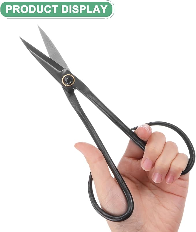 M METERXITY Bonsai Tool - 8.3 Inch Carbon Steel Bonsai Scissor, Bonsai Tree Plants Modeling Tools, Applying to Grow Room/Trimming Plants/Pruning Shears (210mm, Black)