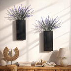 Wooden Wall Planter Vase,2 Pack Hanging Planter for Indoor Fake Plants Modern Boho Farmhouse Wall Art Decor for Home Indoor Kitchen Modern Farmhouse Bathroom Living Room Dining Room(Black)