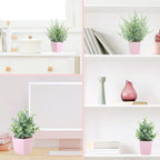 summer flower 2 Pack Small Fake Plants in Pink Pot Artificial Plant Eucalyptus Faux Potted Greenery Wheal Grass for Home Decor Indoor Bathroom Office Desk Shelf Bedroom Kitchen Cabinet Decorations