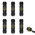 Waterproof Electrical Cable Connector,NineLeaf 6PK 3-PIN M20 Extension Electrical Cable Protector for Cable Diameter Ø5-12mm,Outdoor Power Cable Connector Joint for Garden,Water Pond Lights, Black
