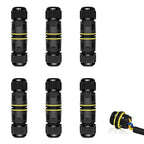 Waterproof Electrical Cable Connector,NineLeaf 6PK 3-PIN M20 Extension Electrical Cable Protector for Cable Diameter Ø5-12mm,Outdoor Power Cable Connector Joint for Garden,Water Pond Lights, Black