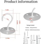 Ceiling Hooks for Hanging Plants-Metal Heavy Duty Wall Mounted Hangers for Hanging Bird Feeders, Planters, Wind Chimes, Include Professional Drywall Anchors(3-Pack) (White)